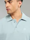 Alice Blue Waffle Textured Polo T-Shirt