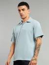 Alice Blue Waffle Textured Polo T-Shirt