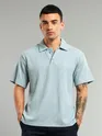 Alice Blue Waffle Textured Polo T-Shirt