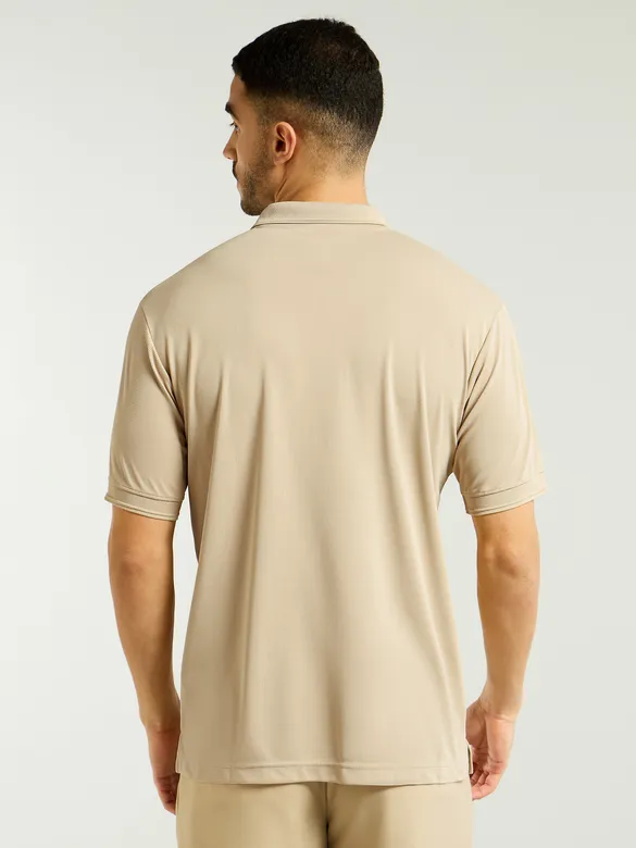 Beige Structured Polo T-Shirt