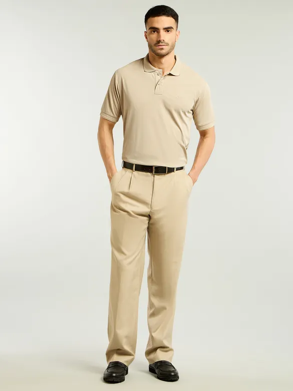 Beige Structured Polo T-Shirt