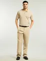 Beige Structured Polo T-Shirt