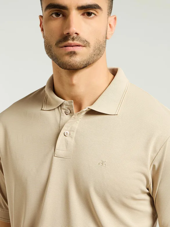 Beige Structured Polo T-Shirt