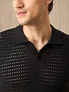 Black Flat Knit Men?s Polo T-Shirt