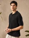 Black Flat Knit Men?s Polo T-Shirt