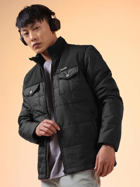 Black Lightweight Puffer Jacket for Men