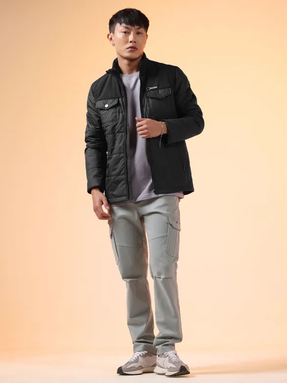 Black Lightweight Puffer Jacket for Men