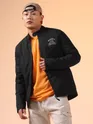 Black Zipper Puffer Jacket for Men
