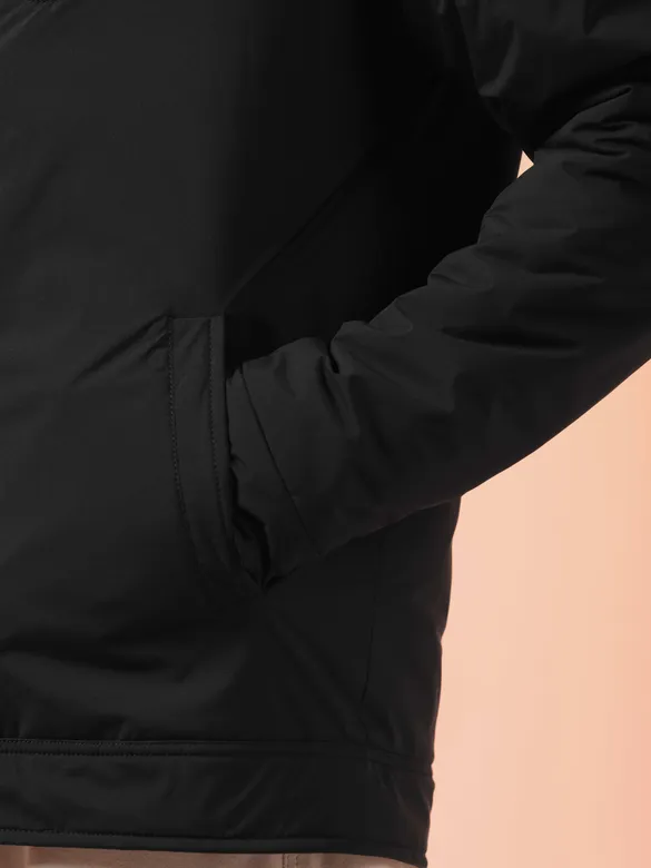 Black Zipper Puffer Jacket for Men