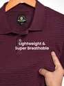 French Wine Wave Textured Flat Knit Polo T-Shirt