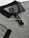 Light Grey Contrast Collar Flat Knit Polo T-Shirt