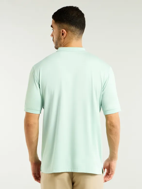 Mist Green Zipper Collar Polo T-Shirt
