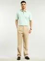 Mist Green Zipper Collar Polo T-Shirt