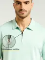 Mist Green Zipper Collar Polo T-Shirt