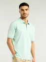 Mist Green Zipper Collar Polo T-Shirt