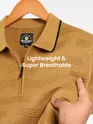 Mustard Geometric Textured Flat Knit Polo T-Shirt