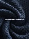 Navy Blue Contrast Collar Flat Knit Polo T-Shirt
