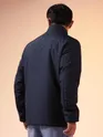 Navy Blue Stand Collar Puffer Jacket for Men