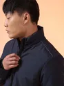 Navy Blue Stand Collar Puffer Jacket for Men