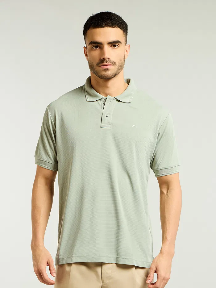 Pista Green Structured Polo T-Shirt
