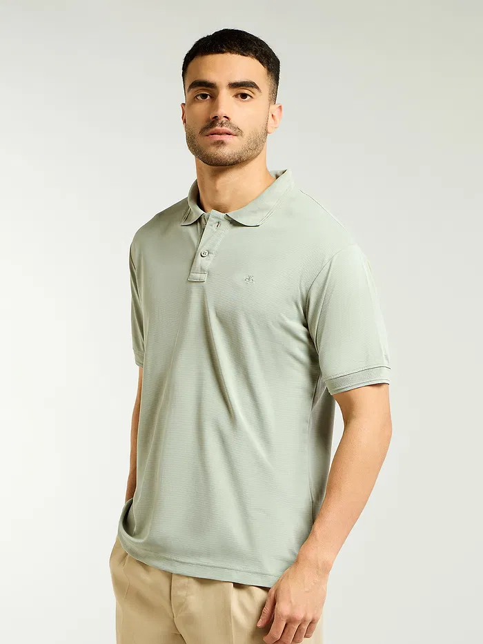 Pista Green Structured Polo T-Shirt