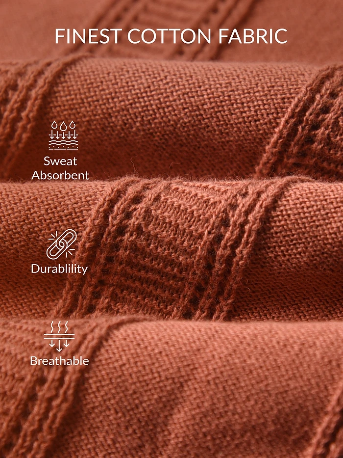 Rust Brown Flat Knit Solid Polo T-Shirt For Men