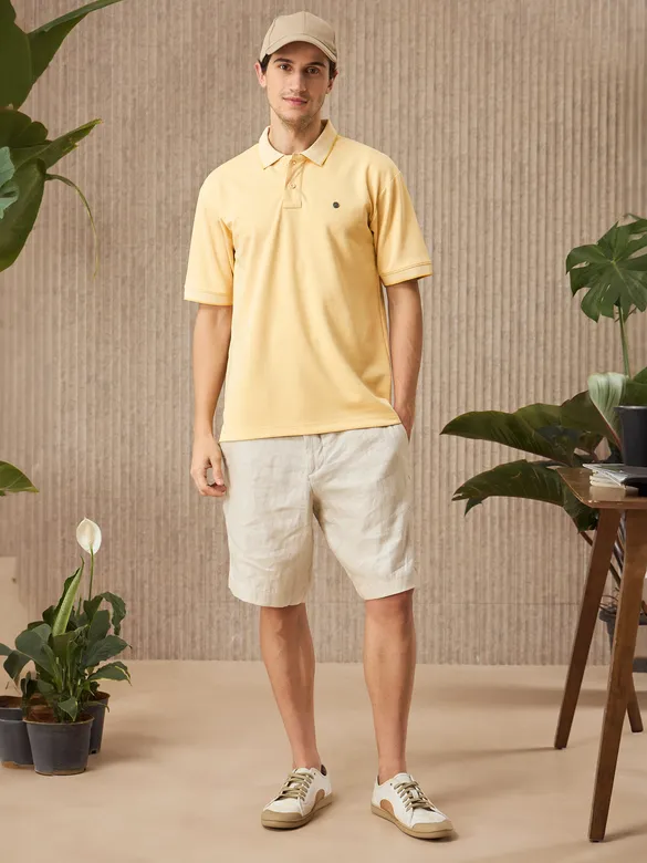 Corn Yellow Melange Polo T-shirt