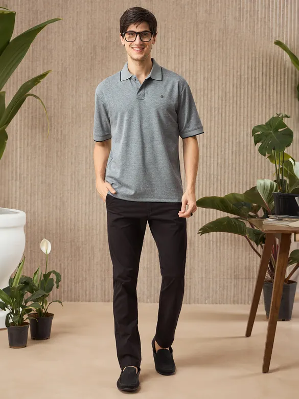 Light Grey Melange Polo T-shirt