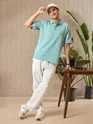 Mint Blue Melange Polo T-shirt