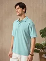 Mint Blue Melange Polo T-shirt