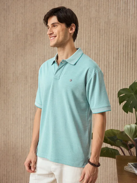 Mint Blue Melange Polo T-shirt