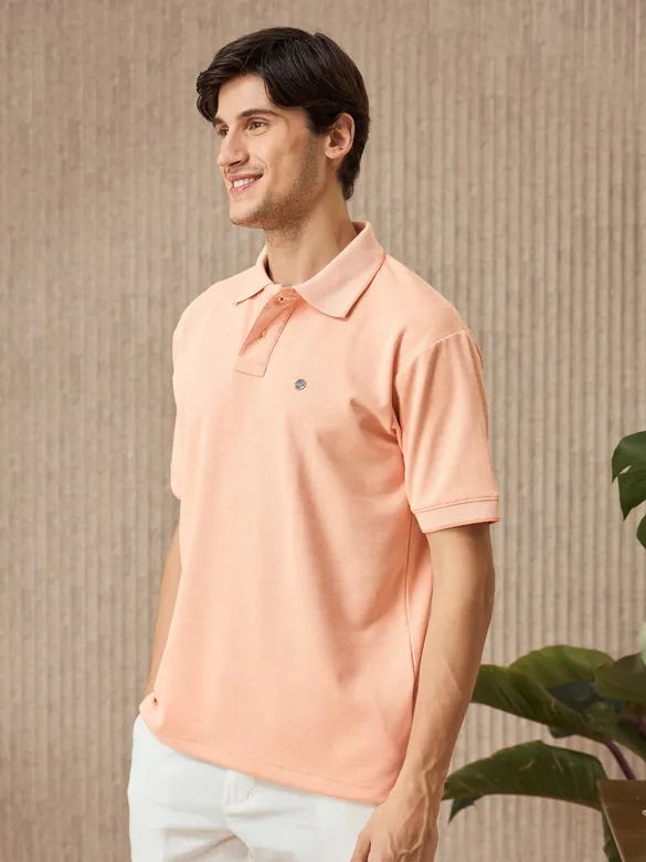 Peach Melange Polo T-shirt