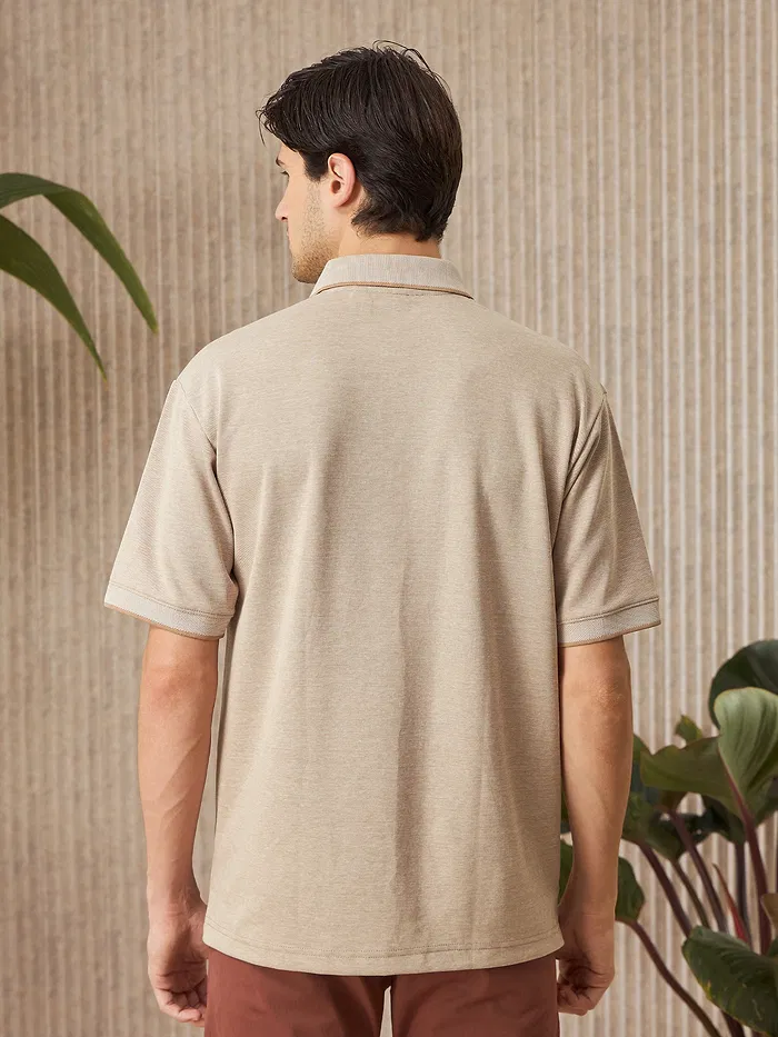 Soft Beige Melange Polo T-shirt