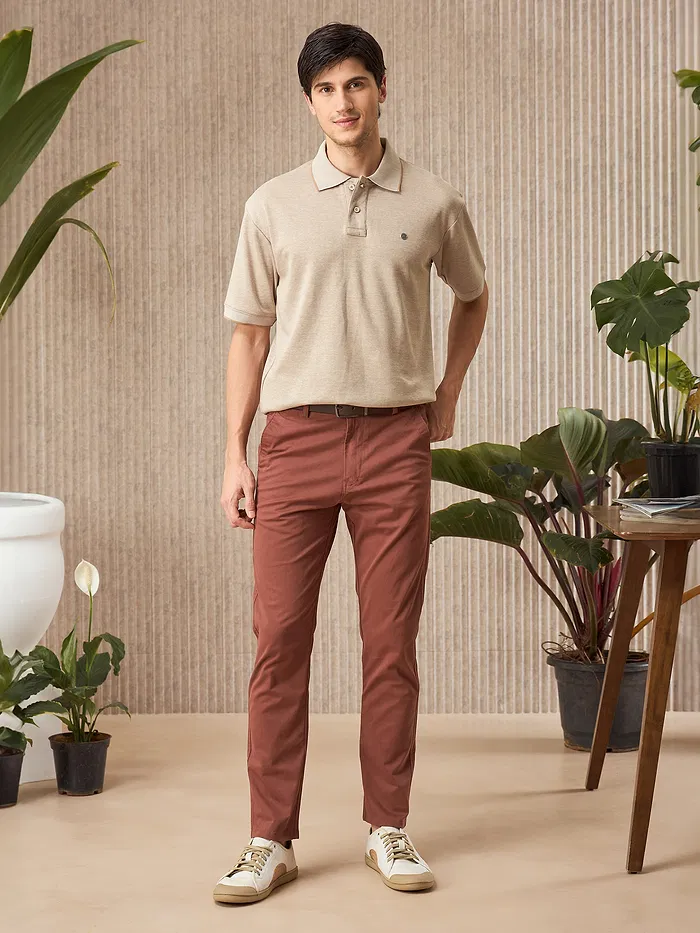 Soft Beige Melange Polo T-shirt
