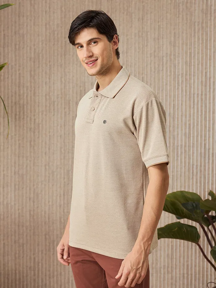 Soft Beige Melange Polo T-shirt