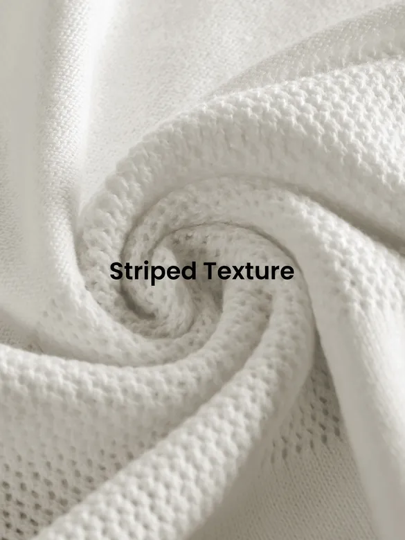 White Striped Flat Knit Polo T-Shirt