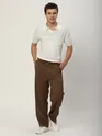 White Striped Flat Knit Polo T-Shirt