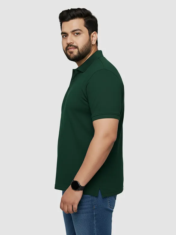 Lush Green Plus Size Polo T-shirt