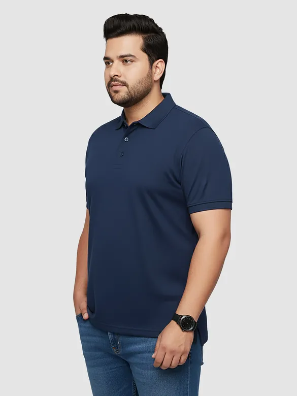 Navy Blue Plus Size Polo T-shirt
