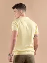 Daffodil Yellow Ribbed Collar Flat Knit Polo T-Shirt