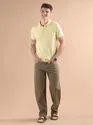 Daffodil Yellow Ribbed Collar Flat Knit Polo T-Shirt