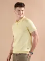 Daffodil Yellow Ribbed Collar Flat Knit Polo T-Shirt