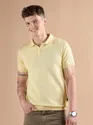 Daffodil Yellow Ribbed Collar Flat Knit Polo T-Shirt