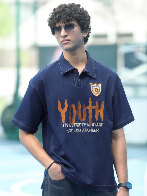 Indigo Youth Embroidered Polo T-shirt