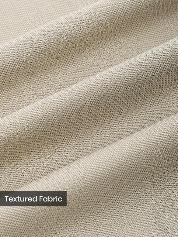 Beige Diamond Jacquard Textured Polo T-Shirt