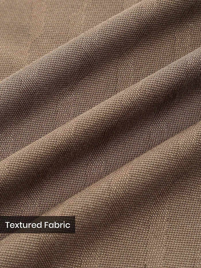 Brown Wave Jacquard Textured Polo T-Shirt