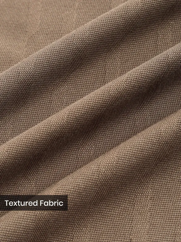 Brown Wave Jacquard Textured Polo T-Shirt