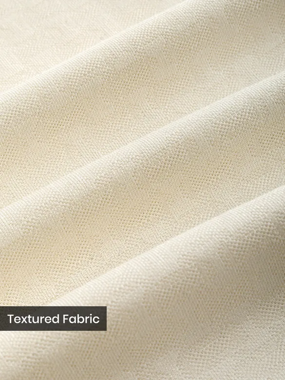 Off White Check Jacquard Textured Polo T-Shirt