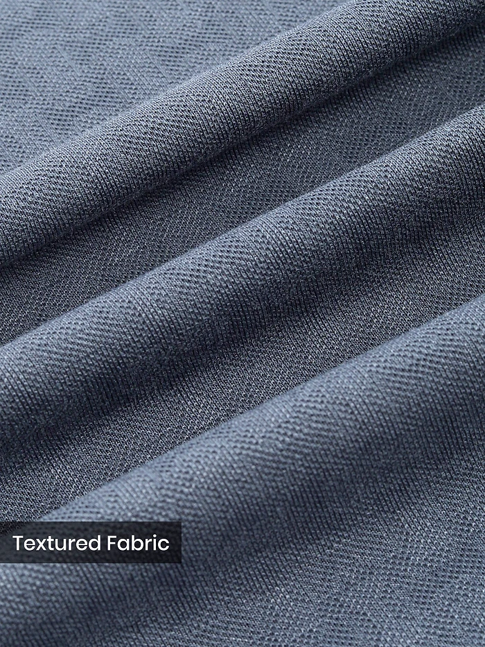 Teal Blue Check Jacquard Textured Polo T-Shirt