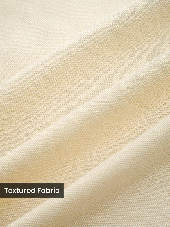 Off White Diamond Jacquard Textured Zipper Polo T-Shirt